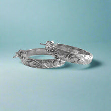 Load image into Gallery viewer, 4mm Old English Medium Hoop Earrings with Post in 14K White Gold