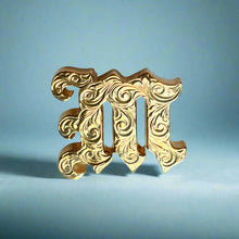 Load image into Gallery viewer, Large Scrolled Letter Initial M Pendant in 14K Yellow Gold