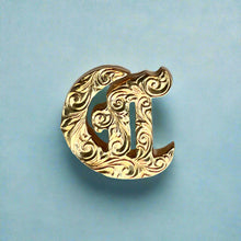 Load image into Gallery viewer, Large Scrolled Letter Initial C Pendant in 14K Yellow Gold
