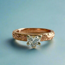 Load image into Gallery viewer, Shiny Maile 3mm Solitaire with Diamond in 14K Pink Gold in size 5