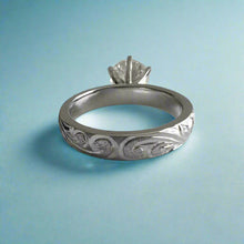 Load image into Gallery viewer, Kaimana Kula Old English & Hibiscus 4mm Solitaire with 2.40ct Diamond in 14K White Gold