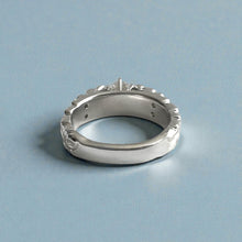 Load image into Gallery viewer, Deep Cut Maile & Plumerias Solitaire Ring with Cubic Zirconia & Diamonds in 14K White Gold in size 7