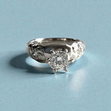 Load image into Gallery viewer, Palau Plumeria Ring with .65ctw Diamonds in 14K White Gold in size 6 1/4