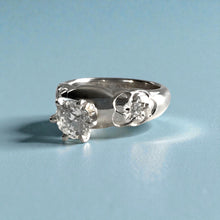 Load image into Gallery viewer, Palau Plumeria Ring with .65ctw Diamonds in 14K White Gold in size 6 1/4