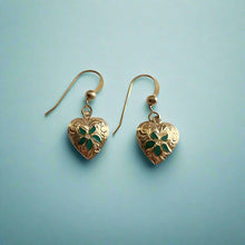 Load image into Gallery viewer, Puanani Heart Earrings with Enamel Flower