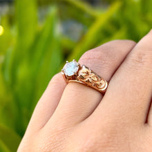 Load image into Gallery viewer, Old English & Hibiscus 6mm Tapered French Mount Solitaire Ring with 1ct Cubic Zirconia in 14K Pink Gold in size 5 3/4