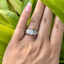 Load image into Gallery viewer, Plumerias with Leaves Solitaire Ring with 1ct Cubic Zirconia in 14K White Gold in size 7