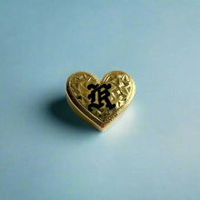 Load image into Gallery viewer, Slider Heart Pendant with initial "K" in 14K or Gold