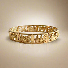 Load image into Gallery viewer, Flowers of Hawaii 12mm Filigree Link Bracelet in 14K Yellow Gold