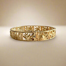 Load image into Gallery viewer, Flowers of Hawaii 12mm Filigree Link Bracelet in 14K Yellow Gold