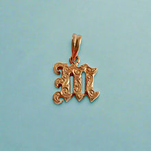 Load image into Gallery viewer, Scrolled Hawaiian Initial M Pendant in 14K Pink Gold