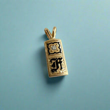 Load image into Gallery viewer, 8mm Hawaiian Initial Pendants F with Flower & Diamond in 14K Yellow Gold