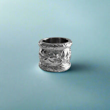 Load image into Gallery viewer, Initial "H" Large Bead Pendant with Long Leaf Maile, Hibiscus & Old English Border in 14K White Gold