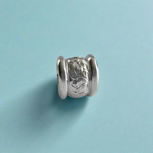 Load image into Gallery viewer, Large Initial "S" Bead Pendant with Hibiscus & Plumeria in 14K White Gold