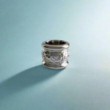 Load image into Gallery viewer, Large Initial "S" Bead Pendant with Hibiscus & Plumeria in 14K White Gold