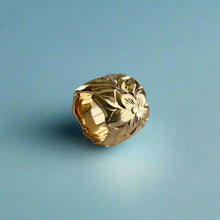 Load image into Gallery viewer, Large Scalloped Bead Pendant w Hibiscus and Shiny Maile in 14K Yellow Gold