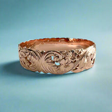 Load image into Gallery viewer, Pukalani 18mm Filigree "Kuuipo" Hawaiian Bangle Bracelet in 14K Pink Gold