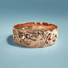Load image into Gallery viewer, Pukalani 18mm Filigree "Kuuipo" Hawaiian Bangle Bracelet in 14K Pink Gold