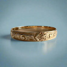 Load image into Gallery viewer, Raised Old English 10mm "Kuuipo" Hawaiian Bangle Bracelet in 14K Yellow Gold