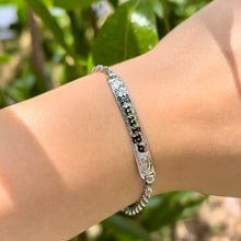 Load image into Gallery viewer, Old English Scroll design 6mm ID Bracelet in 14K White Gold