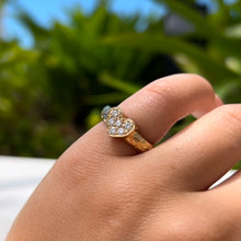 Load image into Gallery viewer, Valentine Diamond Heart Ring with Maile in 14K Yellow Gold