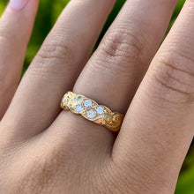 Load image into Gallery viewer, Nihoniho 6mm Ring with Old English engraving and Double Row Of Diamonds