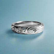 Load image into Gallery viewer, Old English & Hibiscus 4mm "Kuuipo" Ring in 14K White Gold