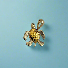 Load image into Gallery viewer, Medium Two-Tone Turtle Hawaiian Honu Pendant with Movable Body Parts in 18K Gold