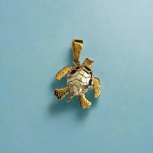 Load image into Gallery viewer, Medium Two-Tone Turtle Hawaiian Honu Pendant with Movable Body Parts in 18K Gold