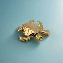 Load image into Gallery viewer, Large Two-Tone Turtle Hawaiian Honu Pendant with Movable Body Parts in 14K Gold
