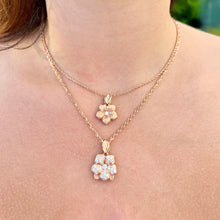 Load image into Gallery viewer, Pua'a Sparkling Flower Pendant w/ Diamond & Leaf Bail in 14K Yellow or Pink Gold