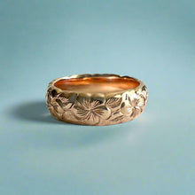 Load image into Gallery viewer, Scalloped Plumeria with Leaves All Around 6mm Ring in 14K Pink Gold