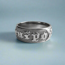 Load image into Gallery viewer, Hibiscus with leaves 8mm Raised Hawaiian "Kuuipo" Ring in 14K White Gold in size 9 3/8