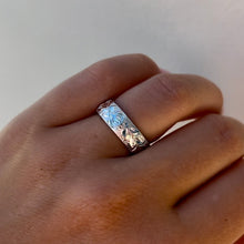 Load image into Gallery viewer, Turtle, Shiny Maile & Plumeria with Leaves 6mm Ring in 14K White Gold