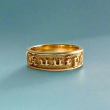 Load image into Gallery viewer, Old English 6mm Raised "Kuuipo" Hawaiian Ring in 14K Yellow Gold