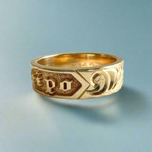 Load image into Gallery viewer, Old English 6mm Raised "Kuuipo" Hawaiian Ring in 14K Yellow Gold