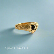 Load image into Gallery viewer, Heart Initial Hawaiian Ring in 14K Gold