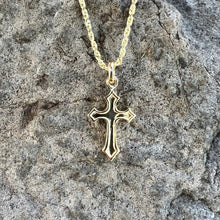 Load image into Gallery viewer, Back of small byzantine cross pendant