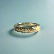 Load image into Gallery viewer, Tri-Color Hawaiian Haku Lei 3mm Ring in 14K Gold