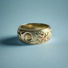 Load image into Gallery viewer, Tri-Color Hawaiian Haku Lei 8mm Ring in 14K Gold