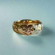Load image into Gallery viewer, Tri-Color Scalloped 6mm Pukalani Hawaiian Ring in 14K Gold