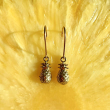 Load image into Gallery viewer, Hawaiian Pineapple Dangle Earrings in 14K Yellow, White, Pink or Green Gold