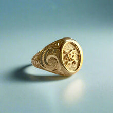 Load image into Gallery viewer, Small Signet with Raised Initial "K" in 14K Yellow Gold