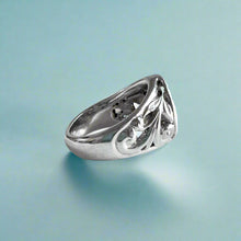 Load image into Gallery viewer, Hawaiian Filigree Signet with Millennium Initial "K" in 14K White Gold
