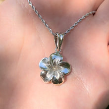 Load image into Gallery viewer, Hawaiian flower pendant on a white gold chain