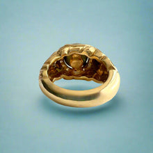 Load image into Gallery viewer, Old English & Diamonds Black Pearl Ring in 14K Yellow Gold in size 5 1/2