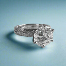 Load image into Gallery viewer, Kaimana Kula Old English & Hibiscus 4mm Solitaire with 2.40ct Diamond in 14K White Gold