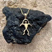 Load image into Gallery viewer, Hawaiian Rainbow Man Petroglyph Pendant in 14K Yellow Gold