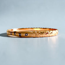 Load image into Gallery viewer, Scalloped Shiny Maile & Hibiscus 6mm Bangle Bracelet in 14K Pink Gold in size 7 3/4