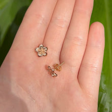 Load image into Gallery viewer, Hawaiian Plumeria Pierced Earrings in 14K Pink Gold